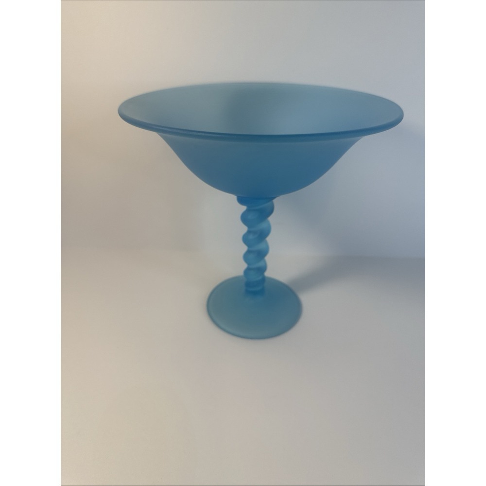 Vintage‎ Tiffin Glass Frosted Pale Blue Compote Tall Candy Dish 7"